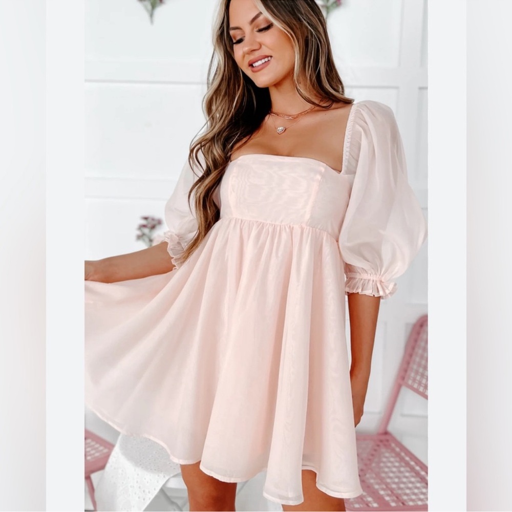 Blush Pink Tulle Babydoll Dress